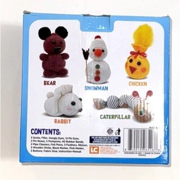 No Sew Socks Craft Kit by Load of Crafts, Create Plush 5 Toys Age 6+ - Picture 3 of 7